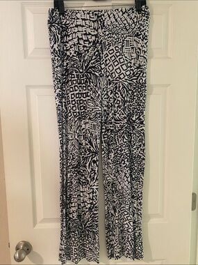 Lilly Pulitzer Black and White Printed Wide-Leg Pants